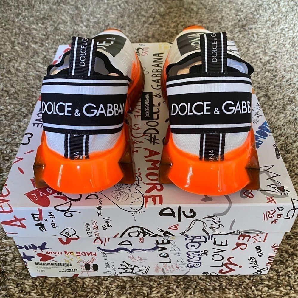 Limited-Edition D&G Dolce Gabbana White Orange Sorrento MELT Sneakers EU 39 NWT - Picture 12 of 15